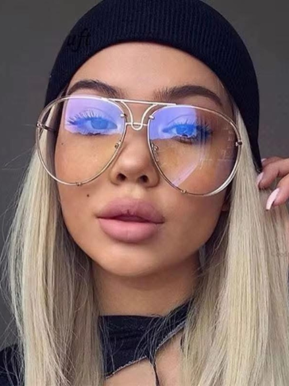 Oversized Aviator Blue-Light Glasses - Gold Frame, Clear Lenses